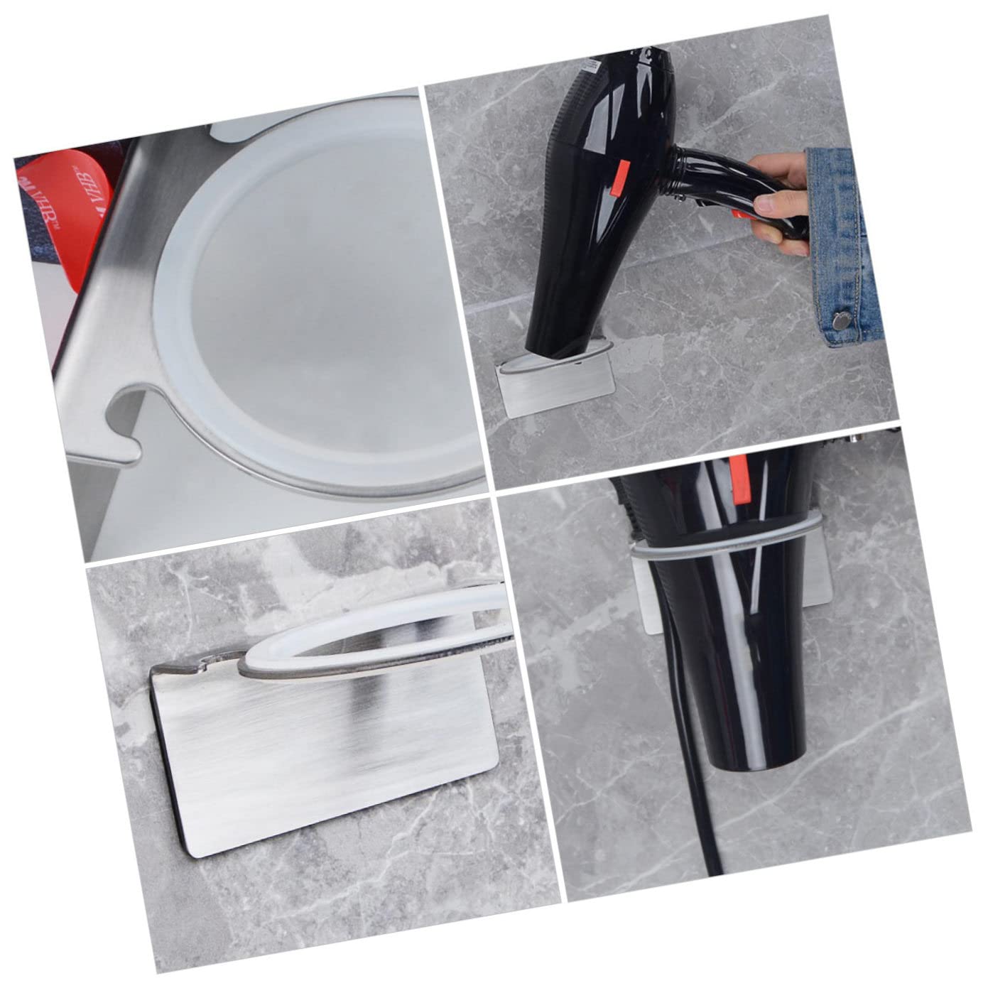 3pezzi Per Asciugacapelli Inossidabile Installazione Organizer Per Asciugacapelli Camera e Parrucchiera Design e Resistente