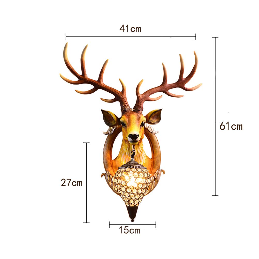 MIRC Lampada da Parete a LED con Corna Portafortuna Lampada da Parete Decorativa Testa di Cervo Creativo in Resina retrò nordica,AWallSwitch