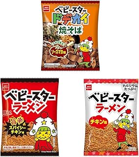 (Buy Set) Baby Star Dodekai Yakisoba Sauce Mayo Flavor, 2.4 oz (67 g) + Snack Company Baby Star Ramen, Spicy Chicken Flavo...