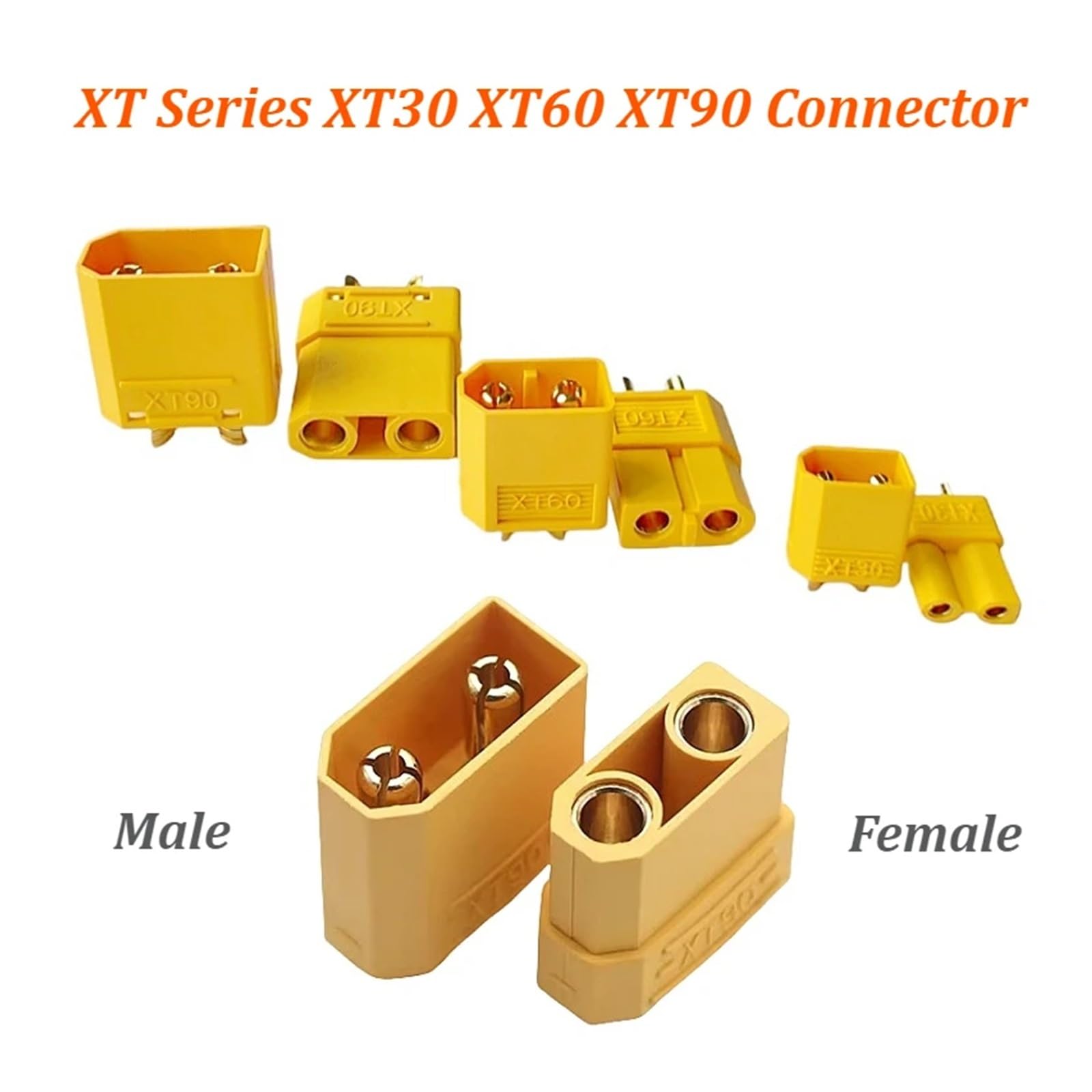 XT XT30 XT60 XT90 Series Connecteur de type bille mâle et femelle, borne de charge, convient pour batterie Lipo RC, connecteur étanche HCHDTT (XT30 mâle femelle, 10 paires)