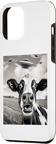 Vista 14 de iPhone 11 Pro Alien UFO Funny Cow Graphic Tee Case