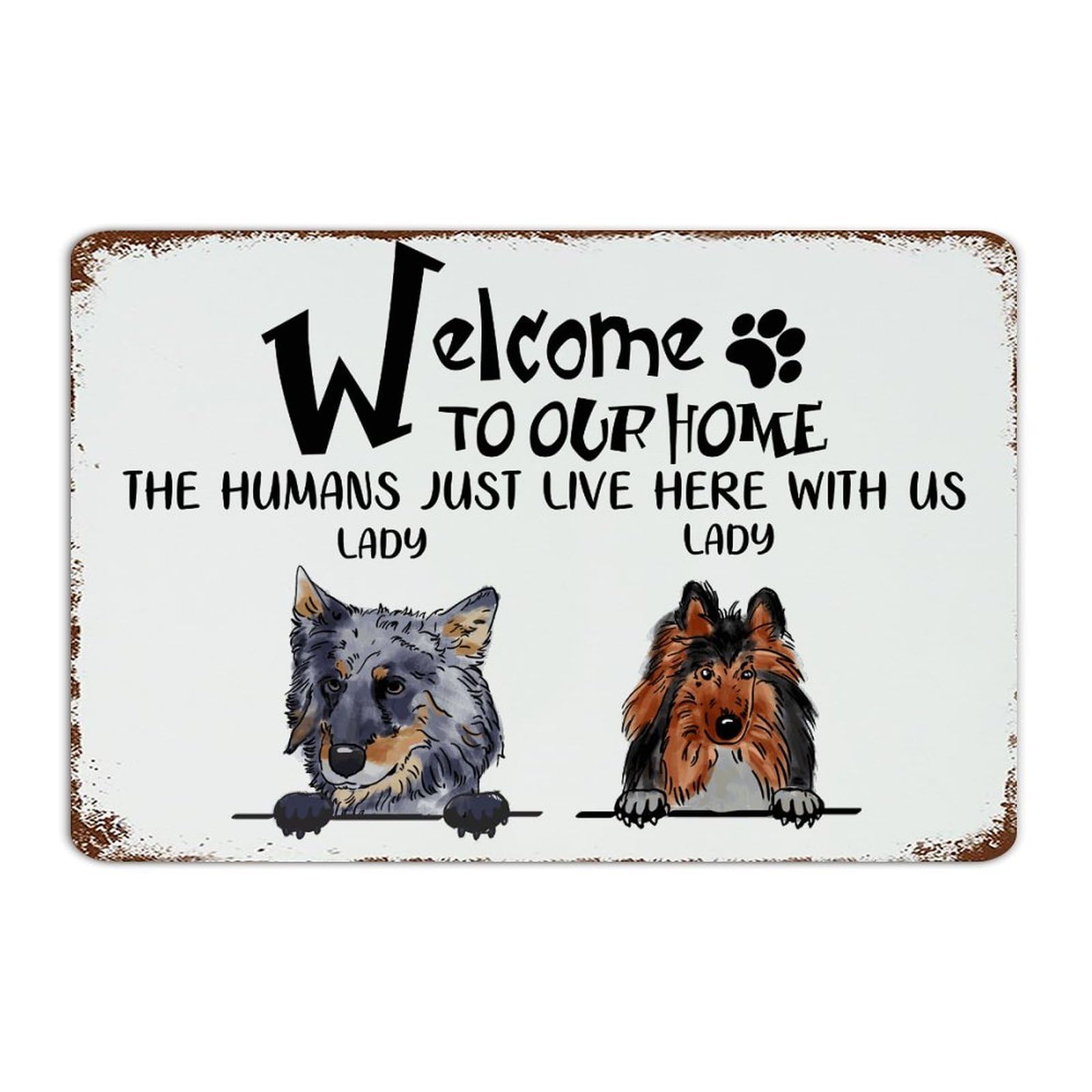 Plaque en métal décorative pour une entrée accueillante et pleine d'humour