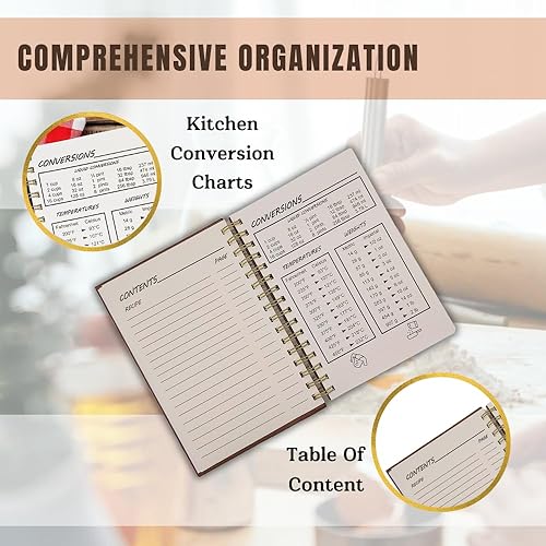 Miniatura 3 de JoyfulDestiny Libro de recetas en blanco para escribir tus propias recetas, libro de cocina y diario de recetas familiares, cubierta laminada