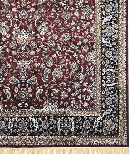 Image of Handmade Pure Silk Carpet 2 x 4 Feet Designer Oriental Silk Rug, Luxury 100% Silk Area Rug Perfect for Living Room, Bedroom & Home Decoration (MAC-23 Burgundy)