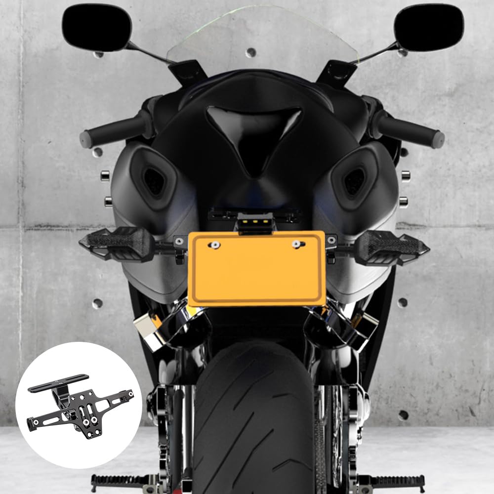 Porta Targa Moto, Supporto Targa Regolabile, Porta Targa Universale in lega di Alluminio CNC Regolabile per Moto, per la Maggior Parte dei Modelli di Moto più Comuni