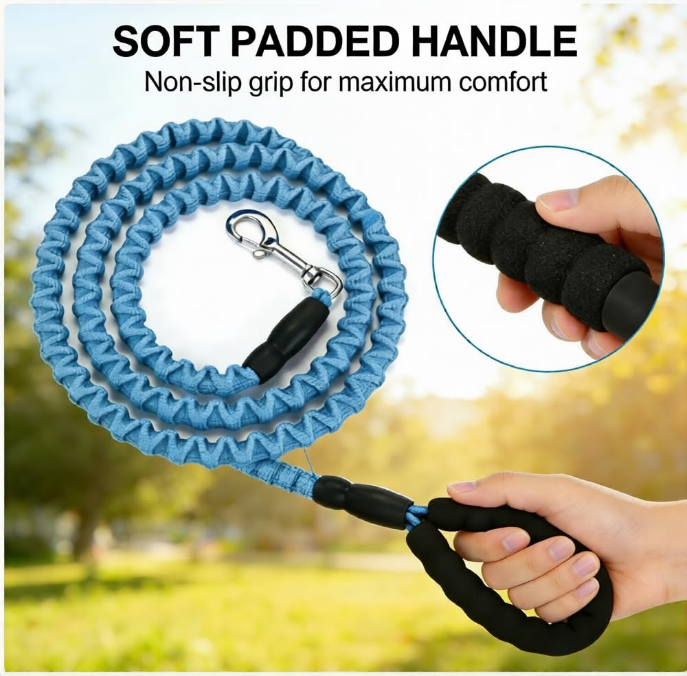 Bungee Dog Leash with Elastic Stretch Design, Durable Nylon Dog Lead for Medium Large Dogs, Comfortable Padded Handle, Tangle-Free Training Walking Leash - 4