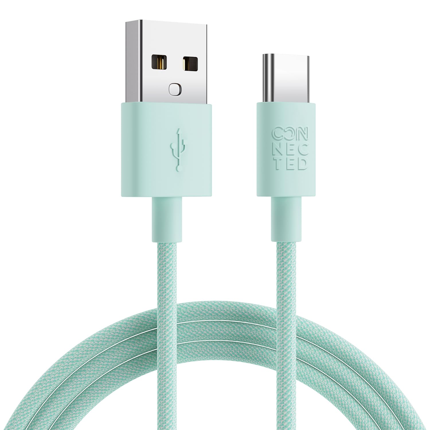 Connected tybe C Cable | iPhone Samsung Fast Charger Cable | USB C Braided Charging Cable | 1.2m (Green)