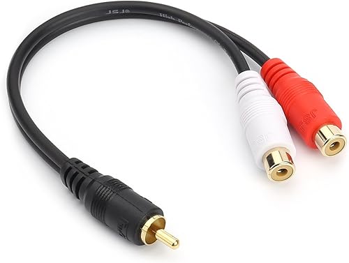 Cable de subwoofer RCA M a 2 RCA F adaptador de audio estéreo Y chapado en oro de 24 quilates 1 macho a 2 conectores divisores Y hembra 20CM05 pies
