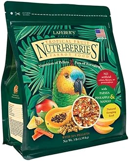 LAFEBER'S Tropical Fruit Nutri-Berries Pet Bird Food, Made with Non-GMO and Human-Grade Ingredients, for Parrots, 3 lb
