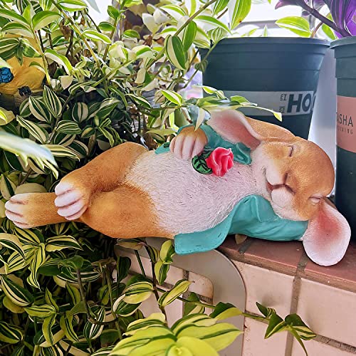 Ironrain Garden Statues Rabbit, Easter Bunny Outdoor Art Décor Animal Figurines Ornament For Thanksgiving Day, Christmas Statue Decorations For Garden Yard Lawn Indoor Sculpture (Sky Blue) #TOP4