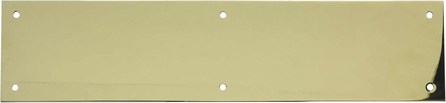 Baldwin 2123 3-1/2 Inch x 15 Inch Solid Brass Square Edge Push Plate, Lifetime Polished Brass
