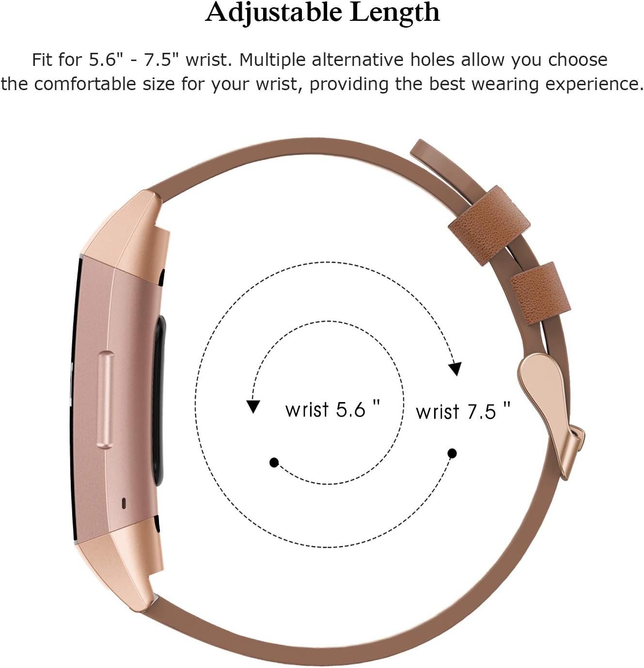 SWEES Leather Bands Compatible for Fitbit Charge 4, Charge 3 & Charge 3 SE Fitness Tracker, Genuine Leather Band Strap Wristband Replacement for Women Men Small Large, Black, Rose Gold, Beige, Brown