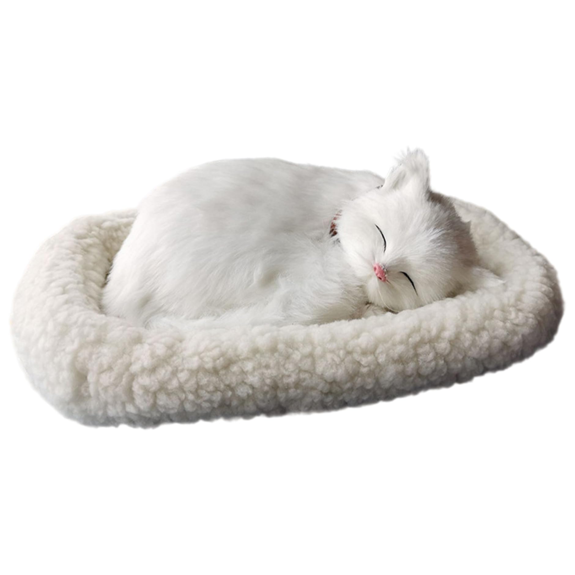 Jouet interactif chat respirant endormi peluche réaliste blanche