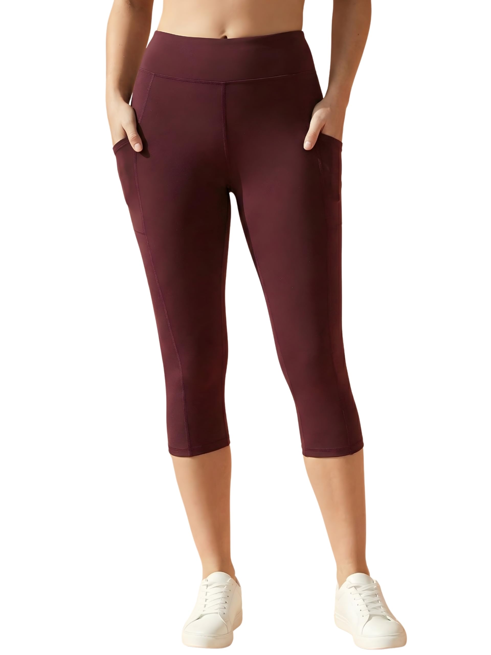BLINKIN Women's 3/4 Gym Wear Tights for Women with Side Pockets : Perfect for Active Wear, Yoga & Workout - The Ultimate Gym Pants for Woman & Girls (015)