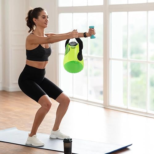 Miniatura 8 de Pesa rusa de agua, PVC verde de 11.0 lbs llena de agua bolsa de ejercicio bolsa de rodamiento de peso para gimnasio en casa fitness
