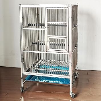 Large Bird Cage Large 62cm x 58cm x 100cm High Strength with Removable Tray Large Parrot Cage Large Cage Stainless Steel Standing Stick Universal Wheel for Birdhouse Multiple Parrot Lovebird Finch