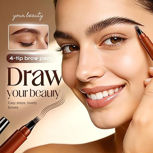 Miniatura 2 de Lápiz de cejas Microblading, resistente al agua, para mujer, con 4 puntas, maquillaje mágico natural para cejas, lápiz de contorno de trazos finos,