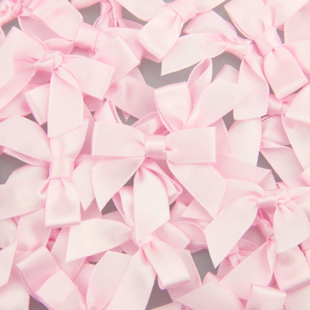 7Rainbows 50pcs Boutique 1.5" Pink Satin Ribbon Mini Bows for Craft Sewing Scrapbooking Wedding and Gift Wrapping - Image 3