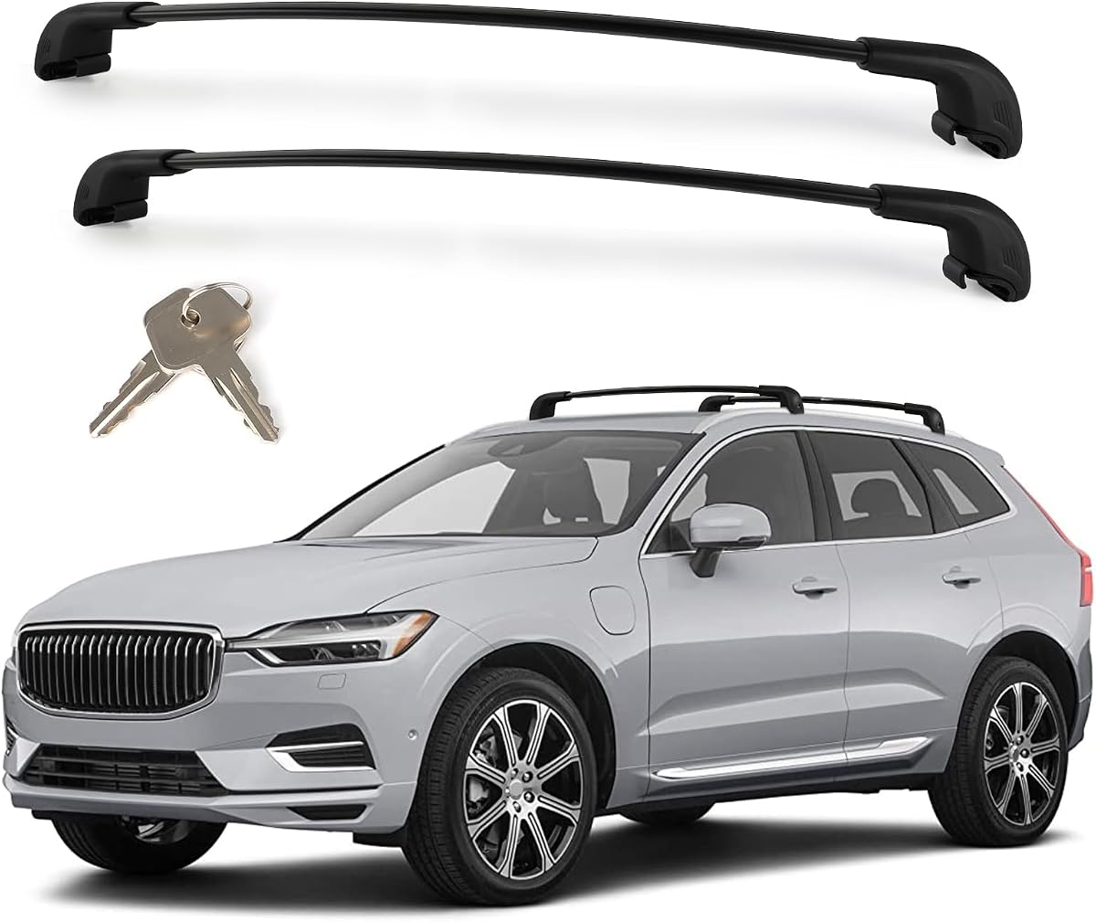 330LBS T-Slot Roof Rack Cross Bars Compatible with Volvo XC-60 XC60 2018-26 | Heavy Duty Lockable Aluminum Crossbars, Anti-Theft Rooftop Cargo Carrier for Bike, Kayak, Ski, Cargo Box & Luggage