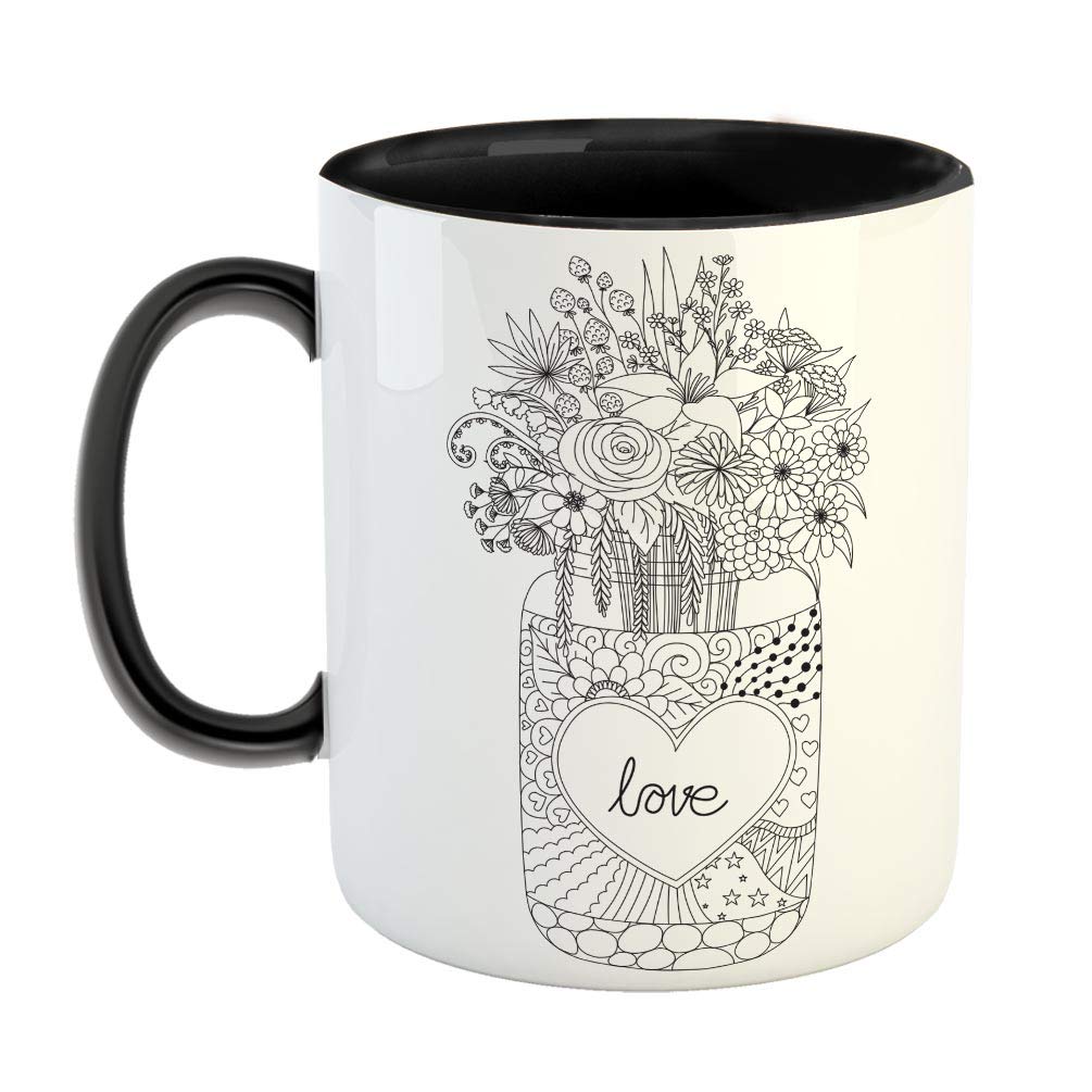 FurnishFantasy Love Ceramic Coffee Mug - Best Gift for Husband, Boyfriend, Girlfriend, Wife, Valentine Day Gift - Black (0957)