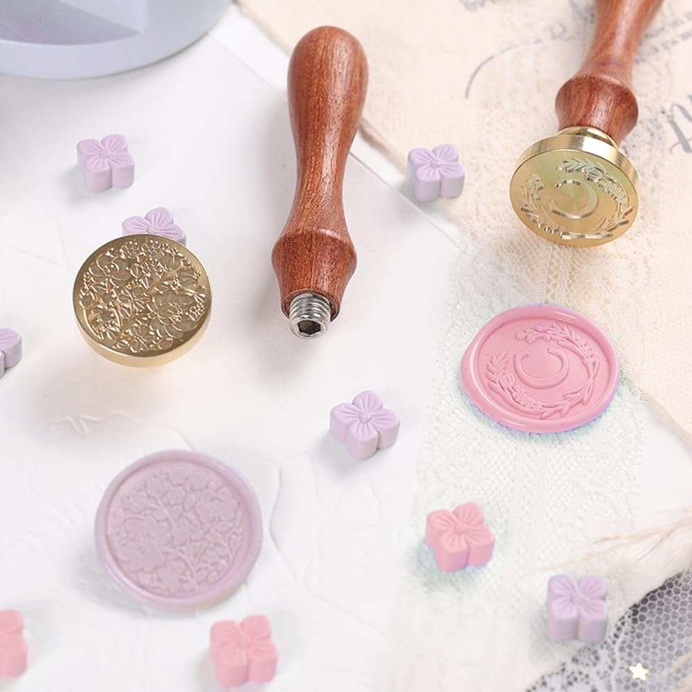Initial Letter Alphabet C Sealing Wax Stamp with Flower Wax Stamp for Wedding Invitation Gift Wrap Envelopes Christmas Card