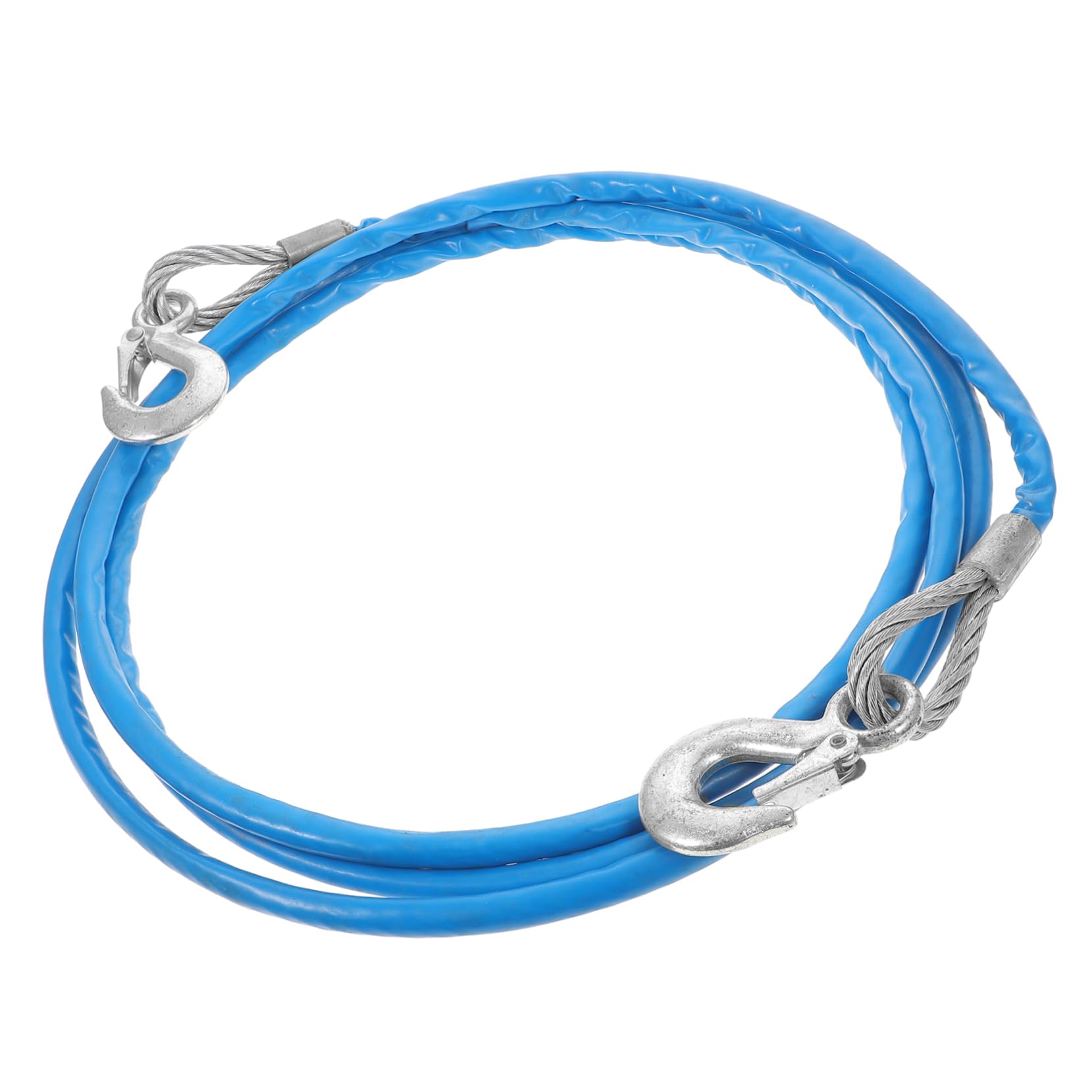 Garneck 7 Ton Car Trailer Rope Sturdy Hauling Cable Safety Steel Wire Car Winch Rope Hooks