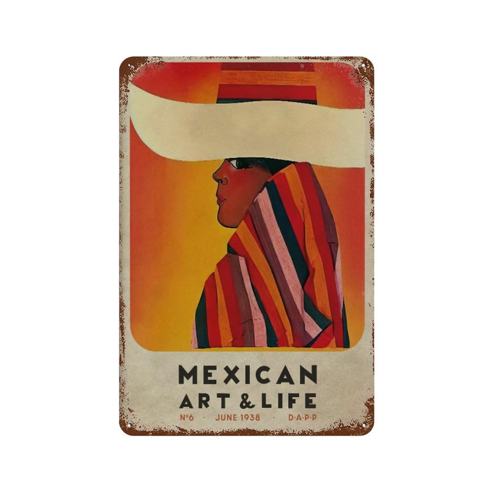 xiaoxiaoshen Collage Mexican Magazine Home Decor, Mexico Travel Wall Decor Art Metal Tin Poster Modern Home Decor Art Home Bar Shop Decorations Vintage Sign 30x20cm
