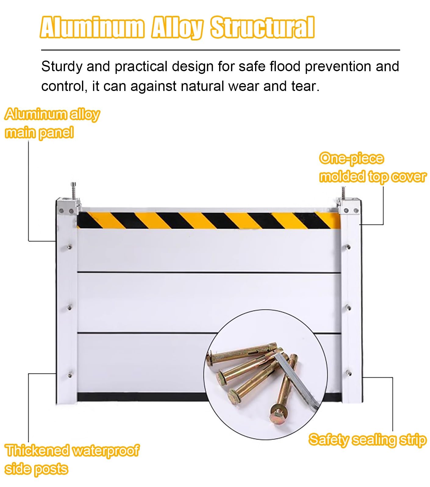 Hochwasserschutzbarriere, Aluminium-Wasserbarriere, abnehmbar, wiederverwendbar, Hochwasserschutz-Schallwand, Moduldesign, Notbarriere für Tiefgaragen/Einfahrten (Farbe: H 60 cm, SI