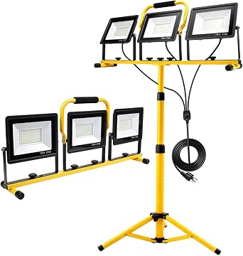 3x70W LED Work Light, Adjustable Tripod Portable Construction Flood Light