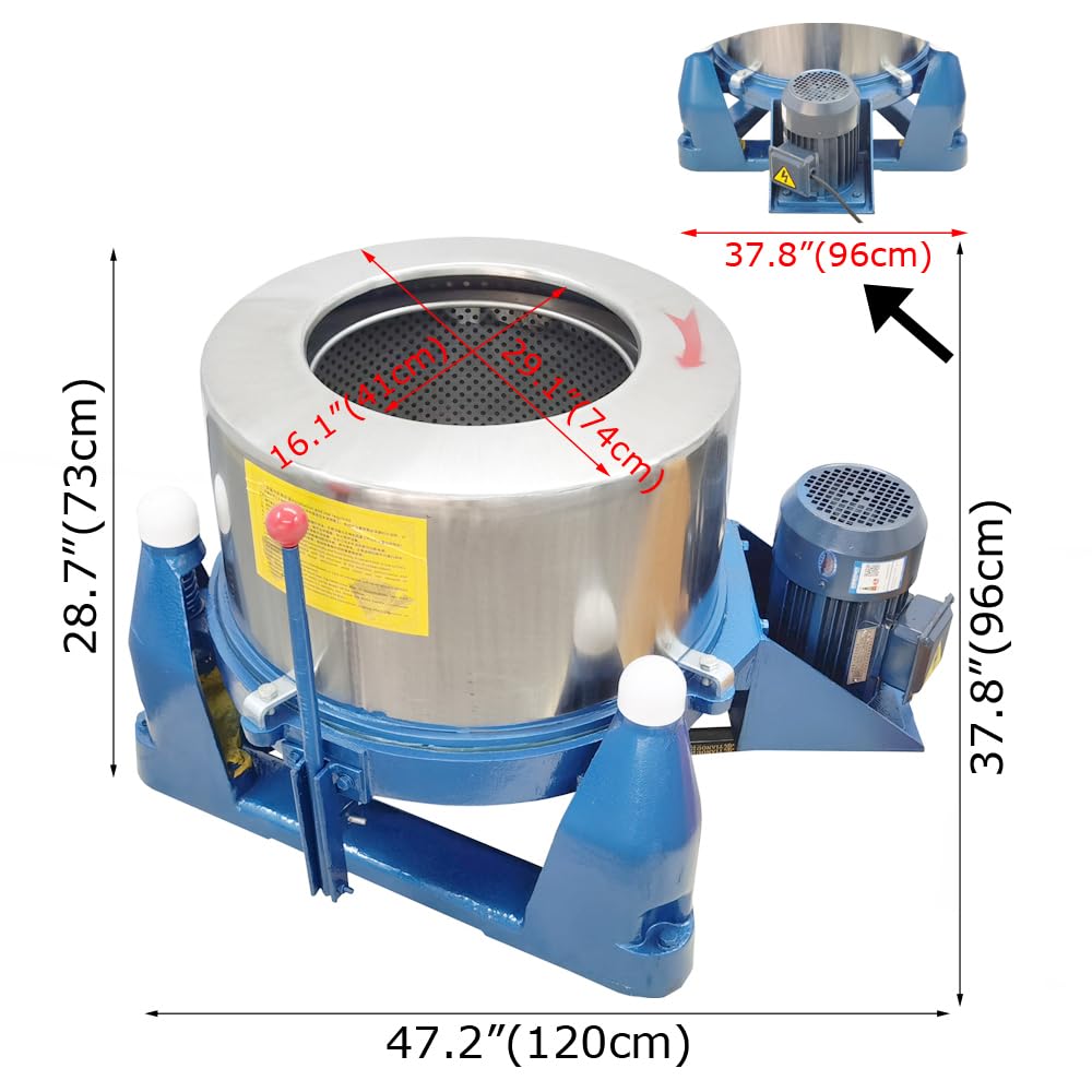 TECHTONGDA Industrial Dehydrator 99lb Oil Centrifuge Dryer Hardware Scrap Degreaser Machine Oil Extraction Solid-liquid Separator Three-phase 208V 2200W