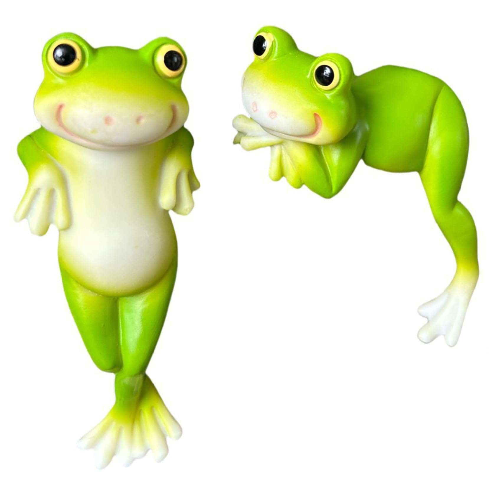 Qoidrfofse 2Pcs Frog Statue, Cute Adorable Frog Figurines, Funny Resin Pot Hugger Leaning & Lying Frogs Statues, Hanging Plant Decorations for Pots Yard Lawn Garden