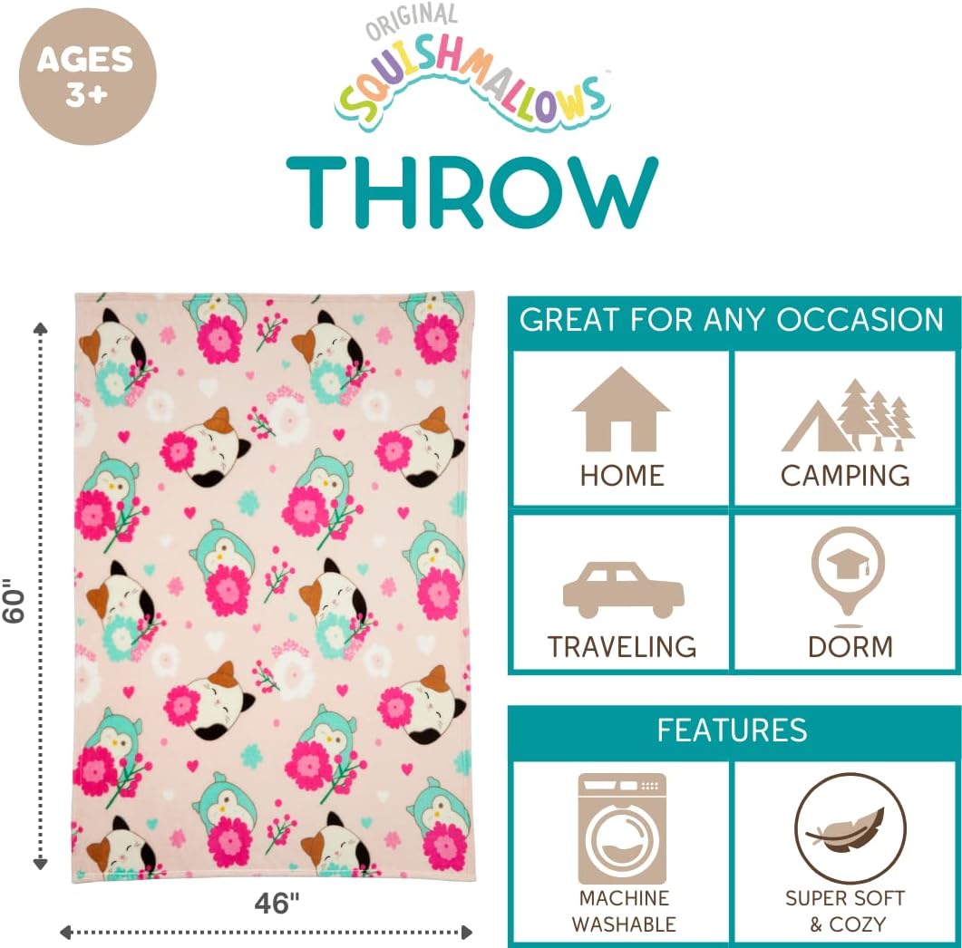 Squishmallow's Cam Bedding Super Soft Micro Raschel Throw, 46 in x 60 in, (Official Squishmallow's Product) by Franco - Image 4