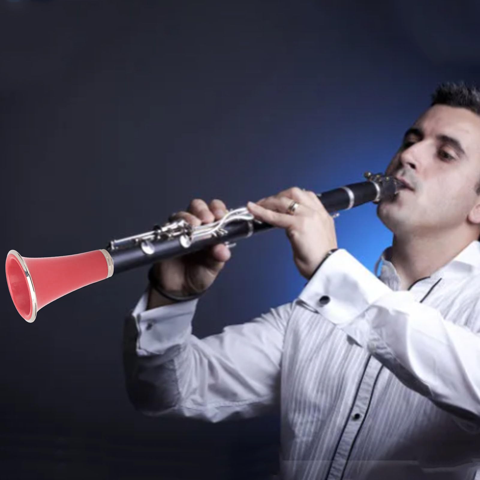 Clarinet Bell Clarinet Clarinet Bell Replacement ABS Plastic Plated Metal Ring Clarinet Speaker Horn Tube Wind Instrument Accessory (CC27 Pink)