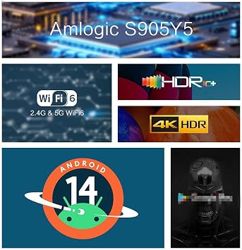 TV Box, TANIX TX5 Android 14.0 Smart Box Emmc S905Y5 Quad-Core 64Bit ARM Corter-A53 CPU 4K Output BT5.0 2.4Ghz/5Ghz WiFi 100M LAN Enternet,2GB+16GB
