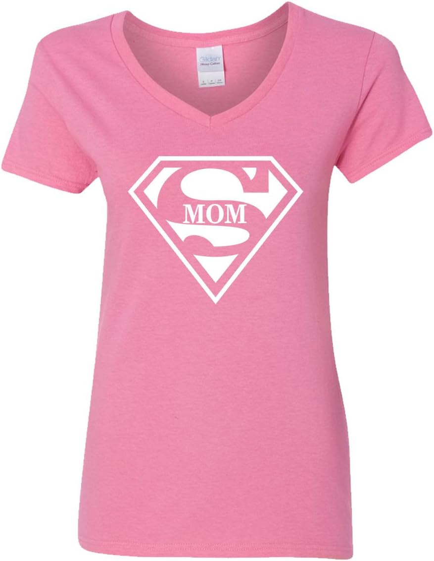 Super Mom V-Neck T-Shirt Womens Girl Mother