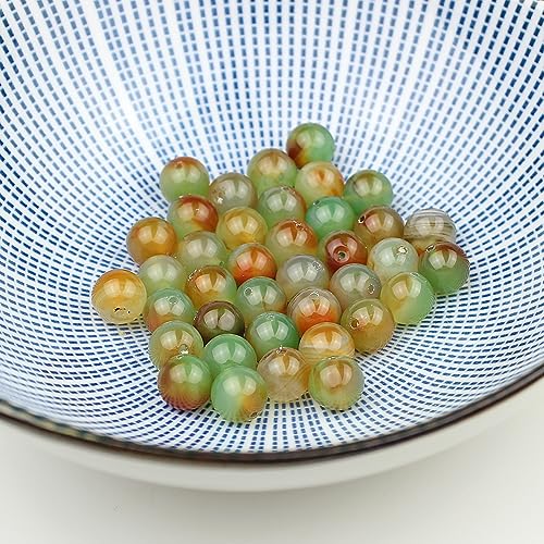 MJDCB Natural Round Stone Beads 6mm Peacock Agate Loose Gemstone Beads for Jewelry Making Bracelet Necklace 60pcs - Image 2