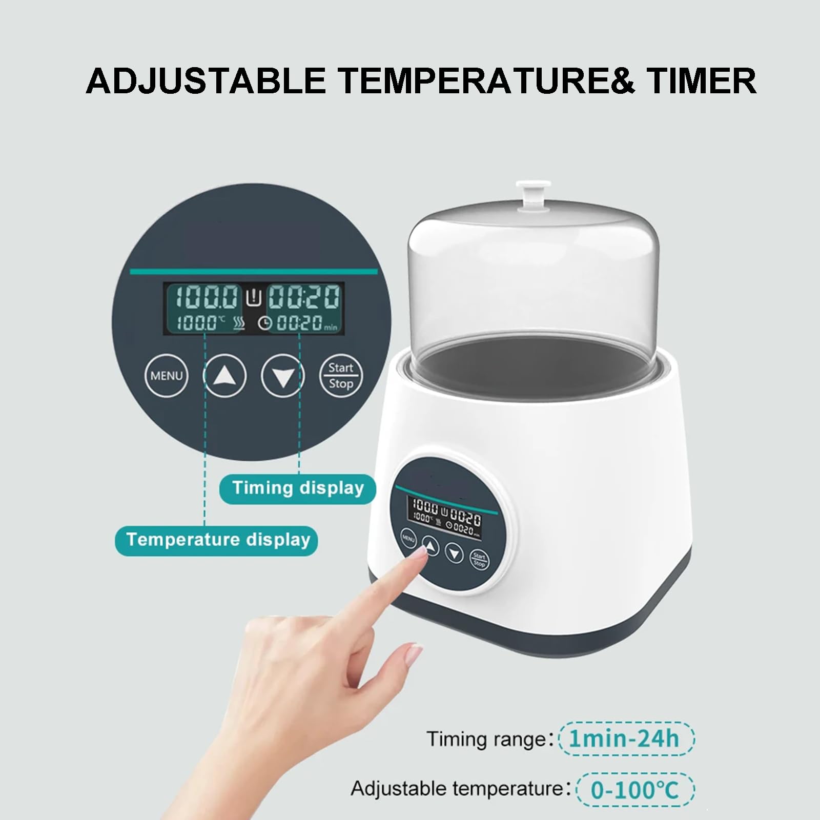 Bain-marie Numérique De Laboratoire, Capacité 2 L, Revêtement En Acier Inoxydable, Protection Contre La Surchauffe Et La Marche À Sec, 0-100 °C, Minuterie 24 Heures,WB-2