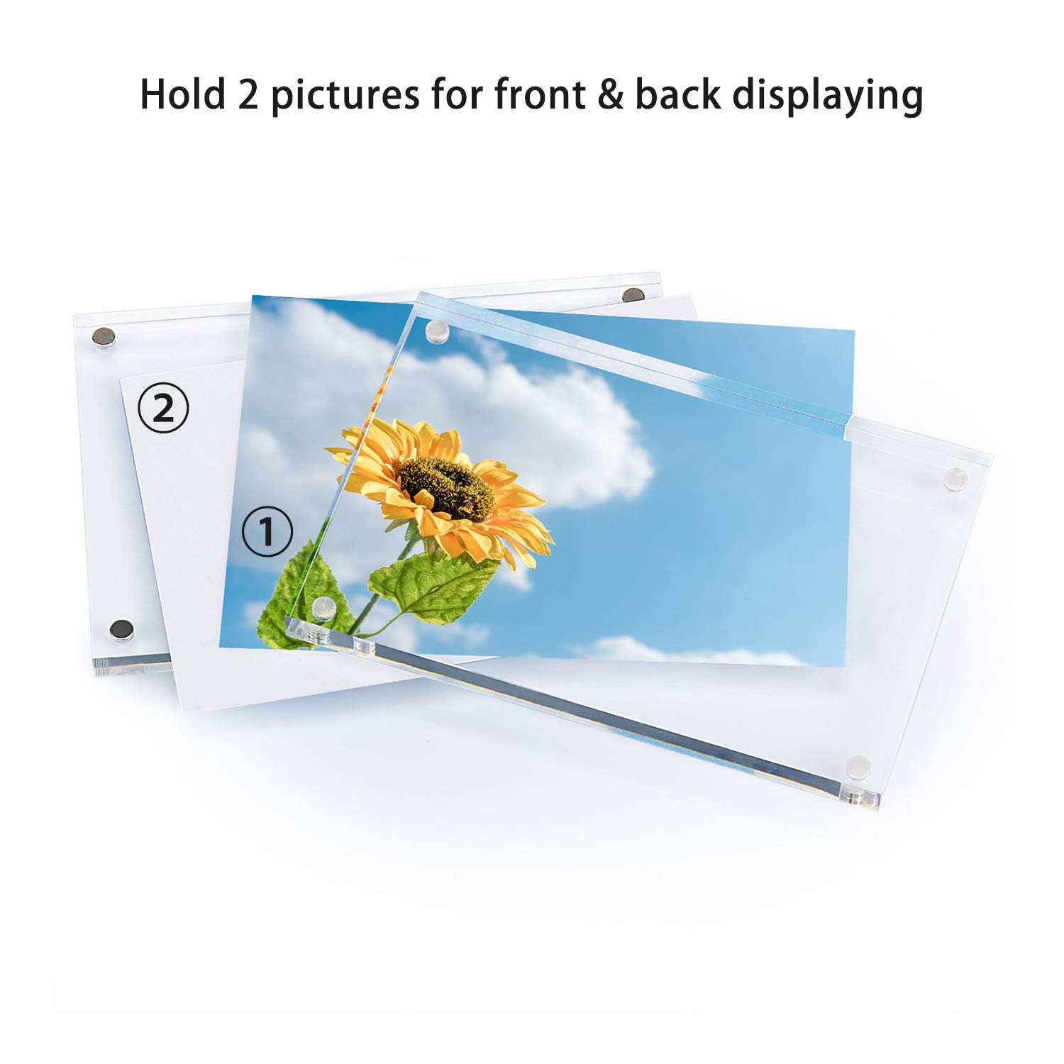 Cadre Photo Magnétique En Acrylique Transparent – Format 8x12 Cm, Design Moderne Pour Bureau Ou Déco Murale