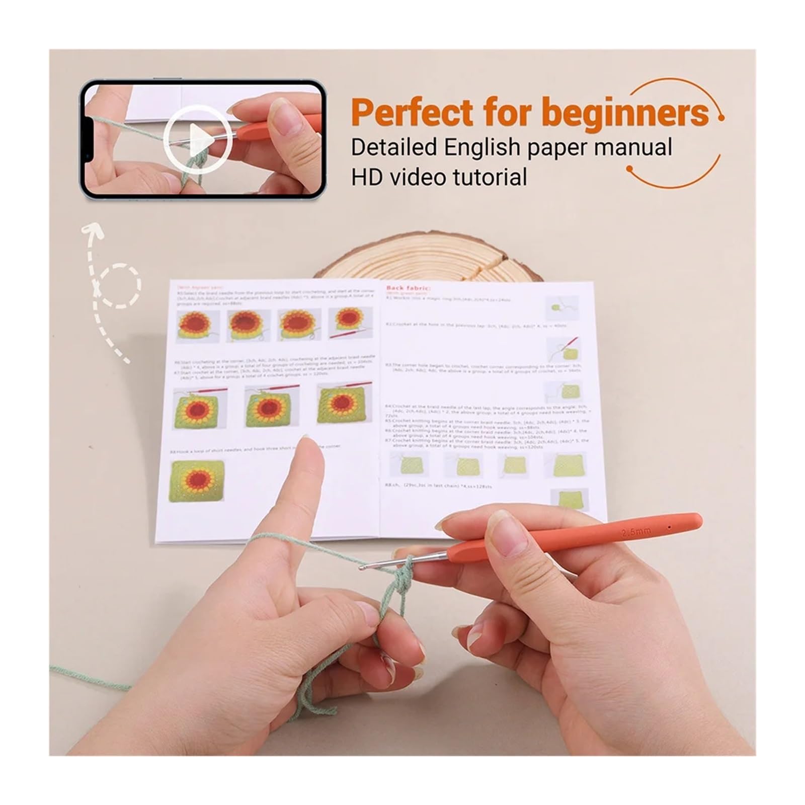 LCKKJHG HäKelset Unfertiges Häkelnadel-Materialpaket-Kit Tutorials Häkel-Starter-Set for DIY-Anfänger(Type 6)
