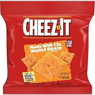 Cheez-It Whole Grain Baked Snack Crackers, 1 oz Individual Bags, Bulk Case of 60