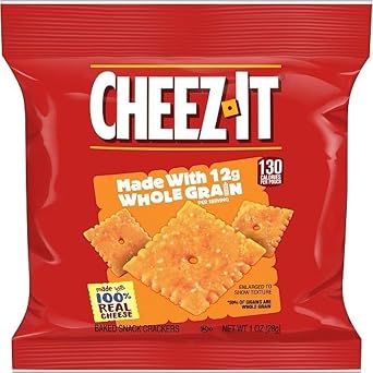 Sunshine Cheez-It Whole Grain Baked Snack Crackers, 1 oz Individual Bags, Bulk Case of 60