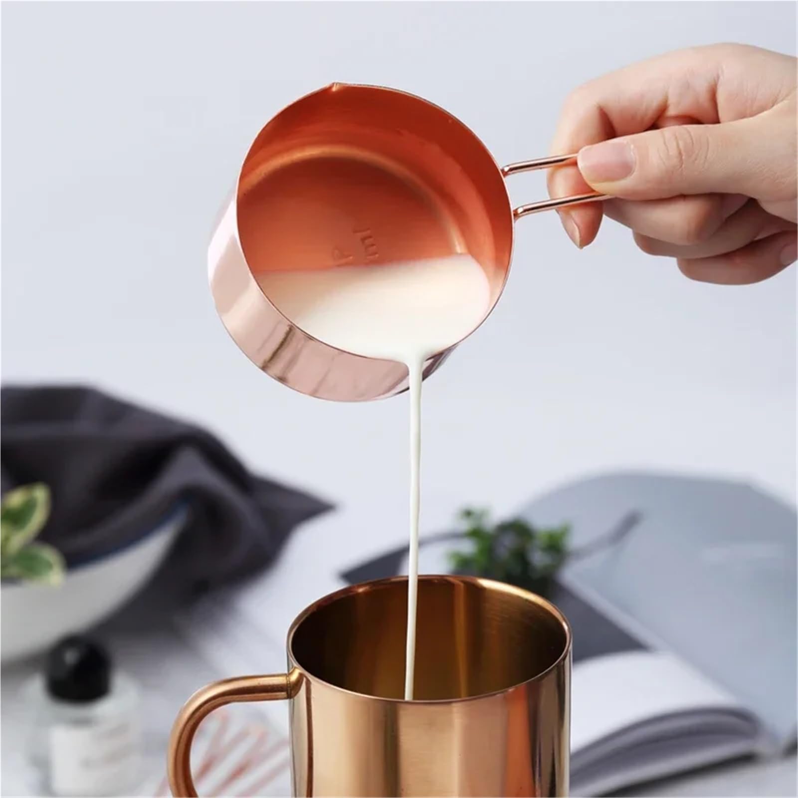 Messlöffel aus Edelstahl, verkupfert | Roségoldenes Messlöffel- und Tassen-Set, Küchenhelfer, Backutensilien