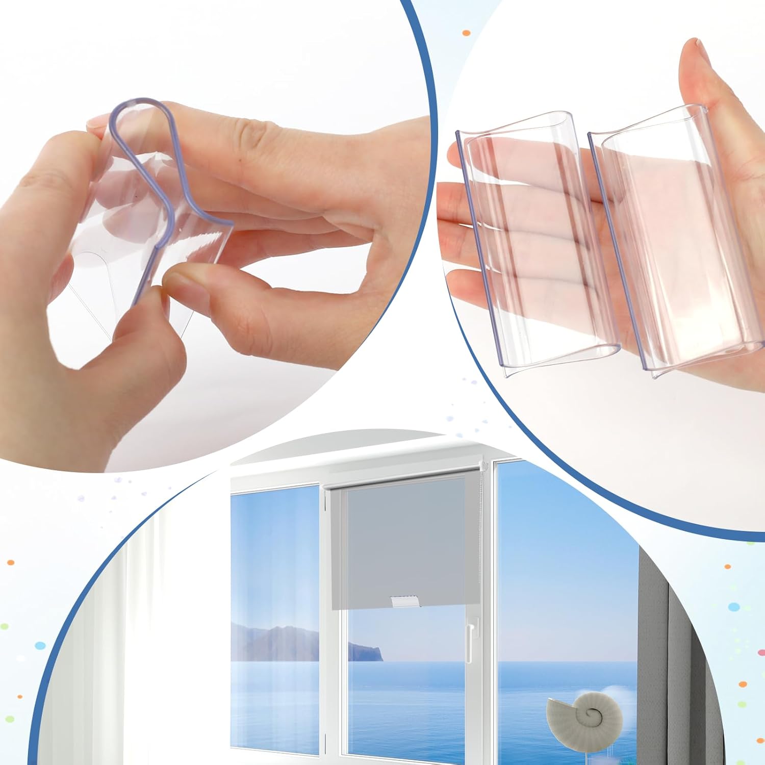 4 PCS Shade Pulls for Roller Shades Window Roller Shade Pulls Down Clips Clear Rollers Window Shades Clips Handles Pull Down for Windows Home Office Hotel (Clear)