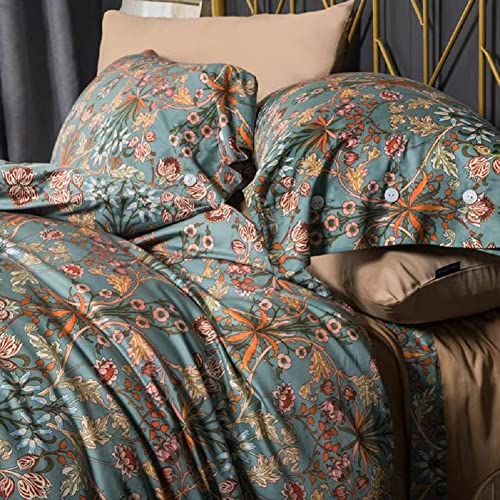 Vintage Floral Duvet Cover Queen Garden Flower Duvet Cover Luxury Soft Cotton Floral Comforter Cover Chic Boho Flower Botanical Bedding Set With Zipper Closure Girl Women Cotton Floral Quilt Cover #TOP3