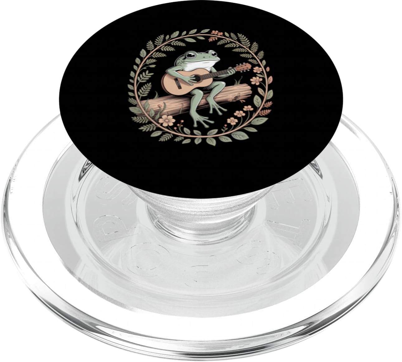 Cottagecore Frog Playing Guitar Woodland Floral Wreath PopSockets PopGrip for MagSafe