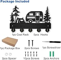 Vista 3 de MAYJOYDIY Perchero de madera para acampar de 11.8 x 8 pulgadas, soporte para llaves de coche de campamento para pared al aire libre, gancho