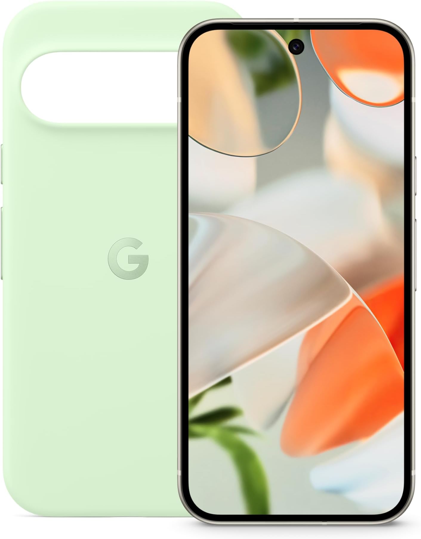Google Pixel 9 - Unlocked Android Smartphone with Gemini, Advanced Camera, 6.3" Actua Display - Porcelain, 128GB + Pixel 9 & Pixel 9 Pro Case - Stain-Resistant Silicone - Wintergreen