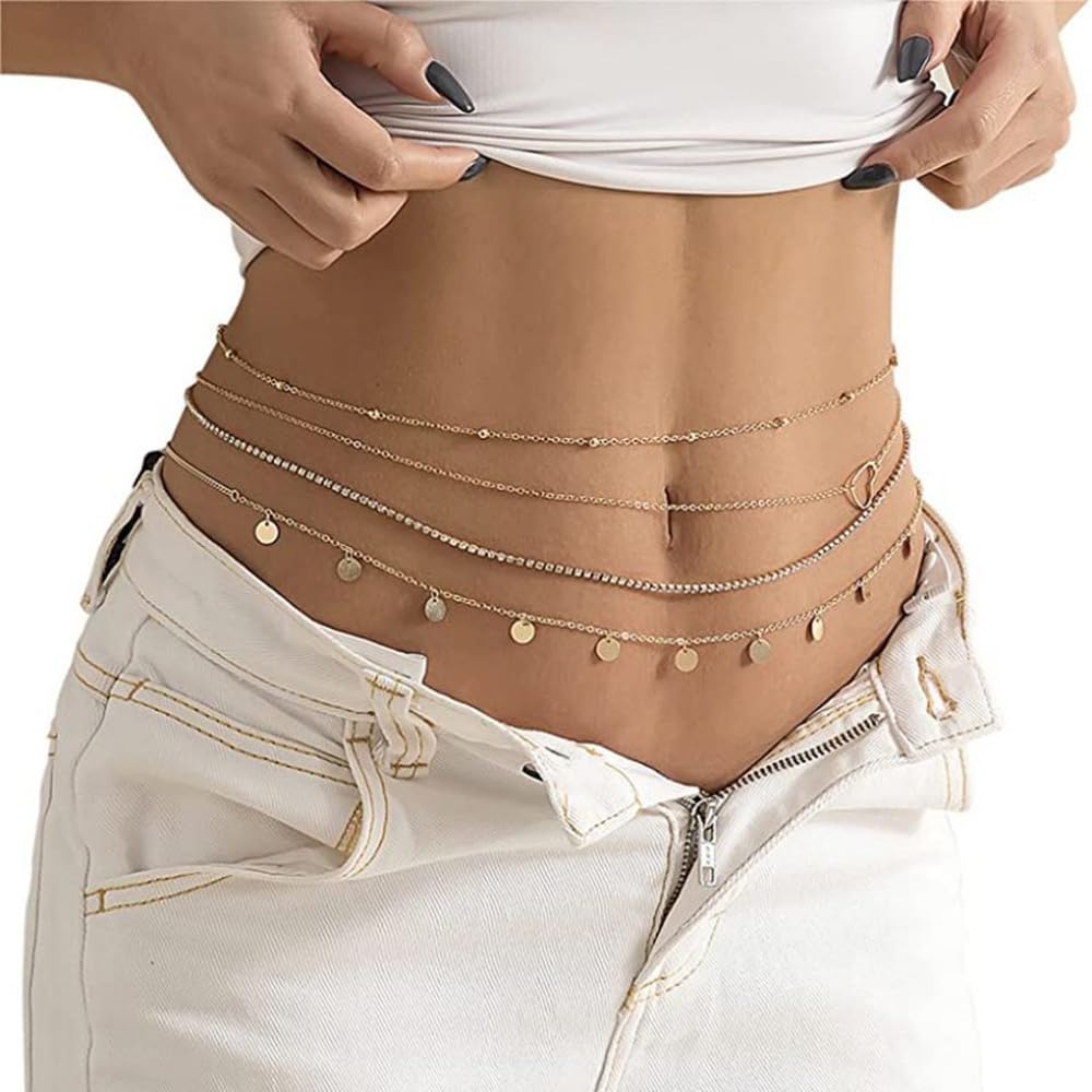 Shining Diva Fashion Waist Belt for Jeans Dresses Set of 4 Stylish Belly Chain Kamarbandh Belts for Women Girls (16634kb) 2