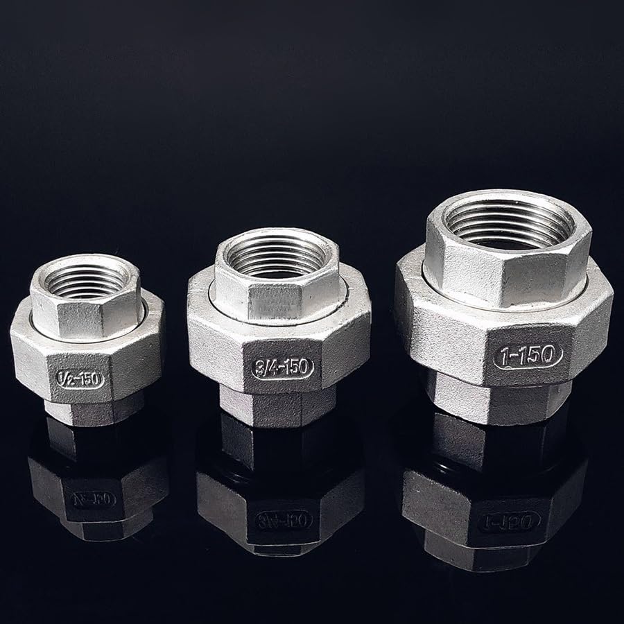 1 pieza de acoplamiento de unión de acero inoxidable 304 1/4" 3/8" 1/2" 3/4" 1" 1-1/4" 1-1/2" 2" BSP hembra macho rosca fundida tubería (color: F-M, tamaño: 1-1/2" ) )