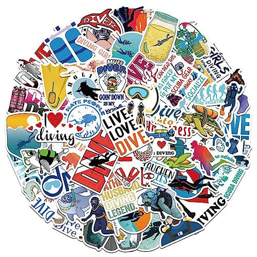 Fopytu Pegatinas De Buceo De Verano, Calcomanías De Aventura Impermeables De 50 Piezas Calcomanías De Viaje para Acampar Aire Libre para Botella De Agua Portátil Paraquería para Bicicleta